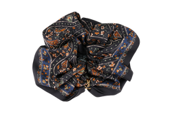 Saint Laurent Paisley Scrunchie, Silk, Black, MII, 2*